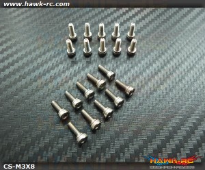 Hawk Chrome 12.9 Class M3*8 Hex Screws (20pcs)